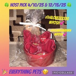 Rae Dunn artisan collection by magenta Deck the Paws bowl and Cheer & Joy toys